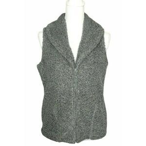 J Jill Gray Soft Fleece Fuzzy Boucle Zip Vest